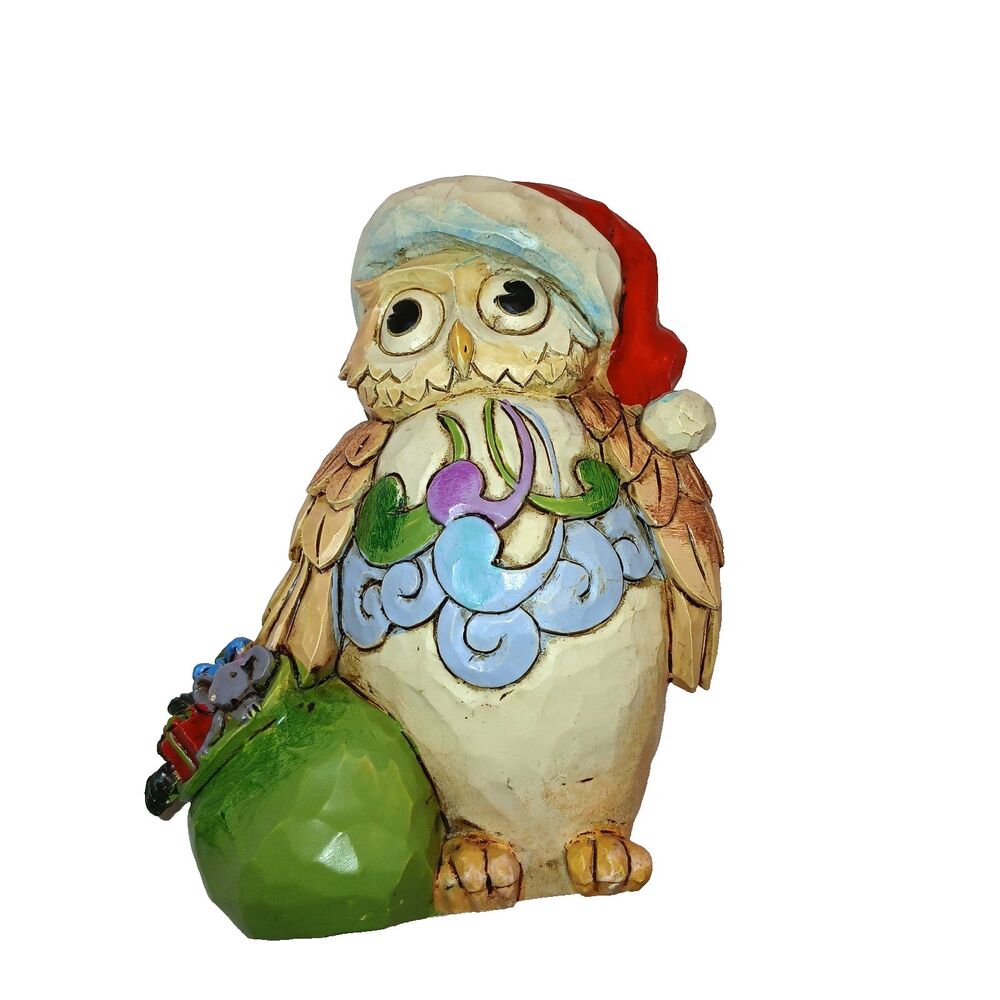 Jim Shore Heartwood Creek 3" Owl With Santa Hat Toy Bag Christmas Figurine